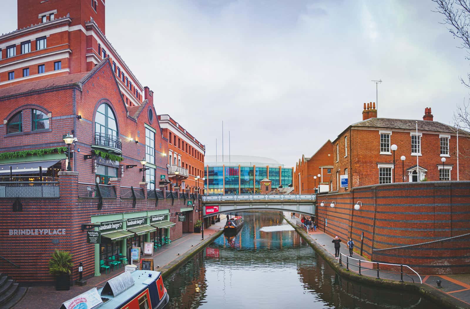 A red brick building beside the canal in Birmingham