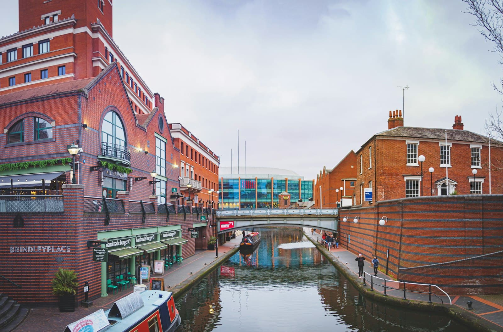 A red brick building beside the canal in Birmingham